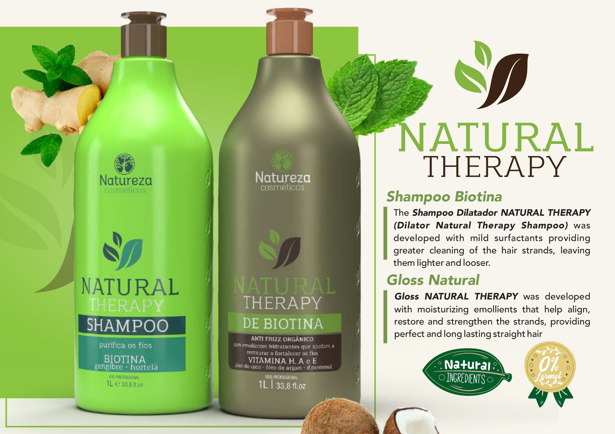 Natureza Cosmeticos Nanoplasty Biotin Natural Therapy Treatment (Hair Straightening Kit)