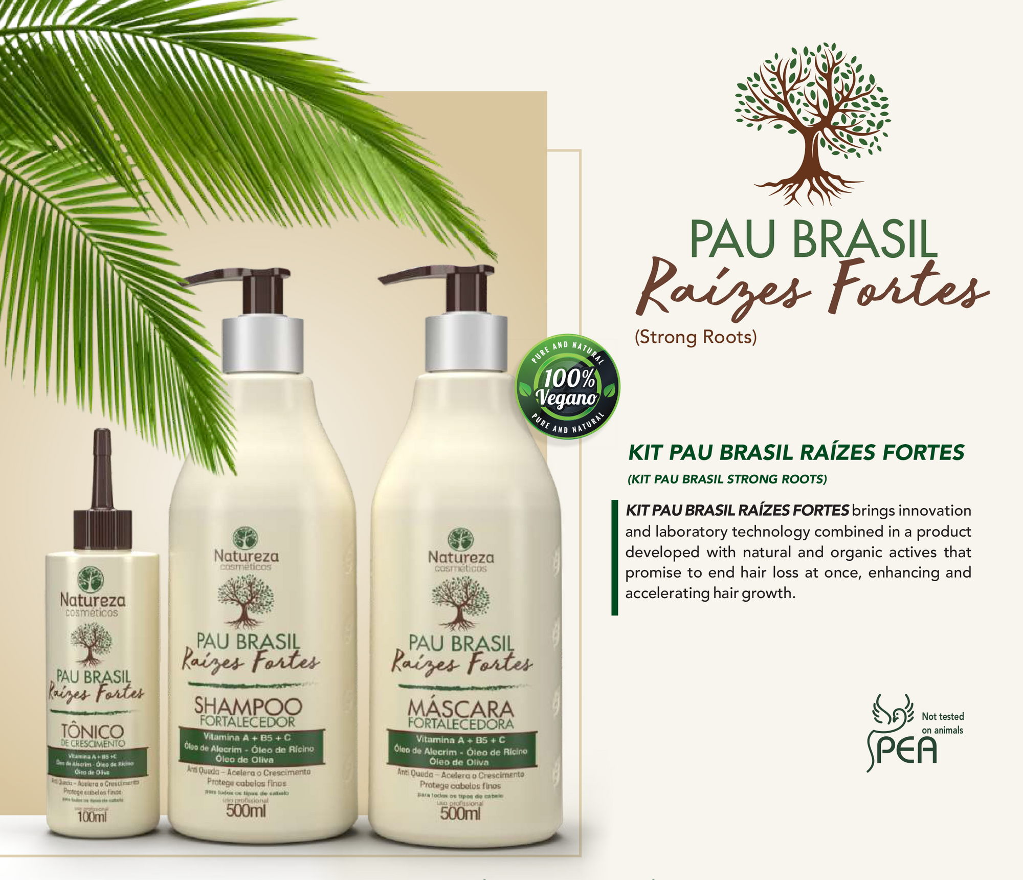 Pau Brasil Growth Tonic (Natureza Cosmeticos Pau Brasil Raizes Fortes 100ml)