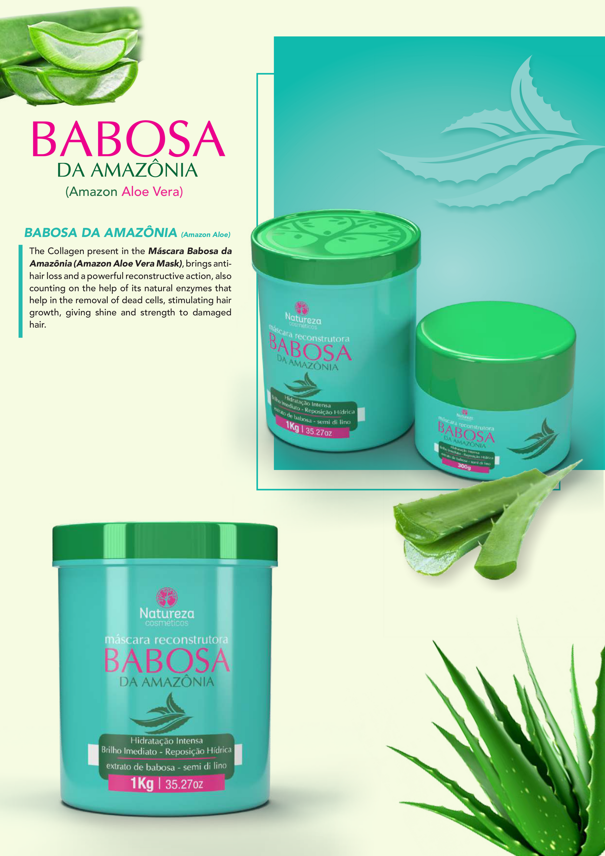 Babosa Reconstructive Aloe Hair Mask (Natureza Cosmeticos 35oz)