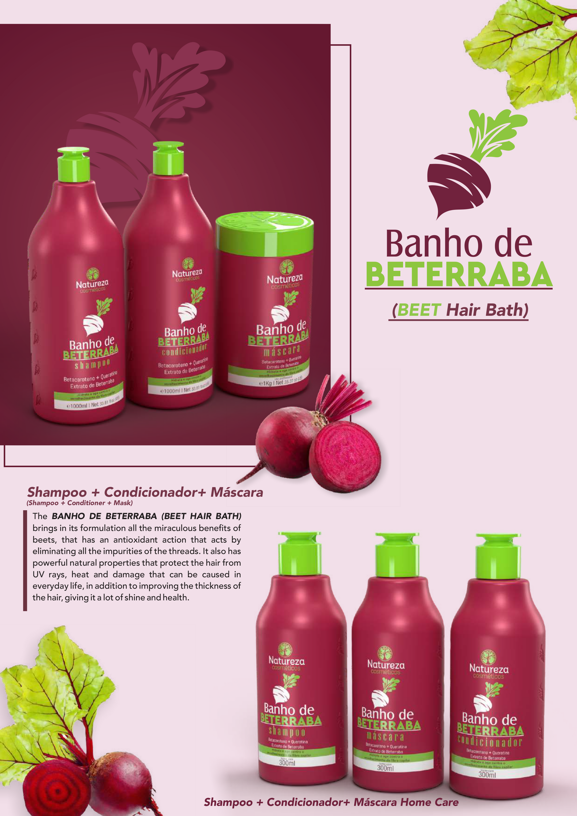 Banho de Beterraba Hair Care Kit (Natureza Cosmeticos Beet Bath Kit)