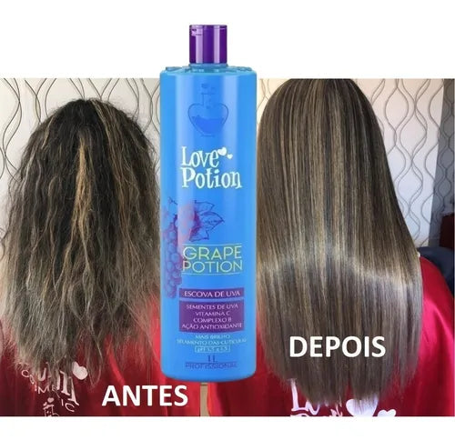 Poción de uva – Tratamiento alisador orgánico para el cabello de Love Potion 1 litro (33,81 onzas líquidas)