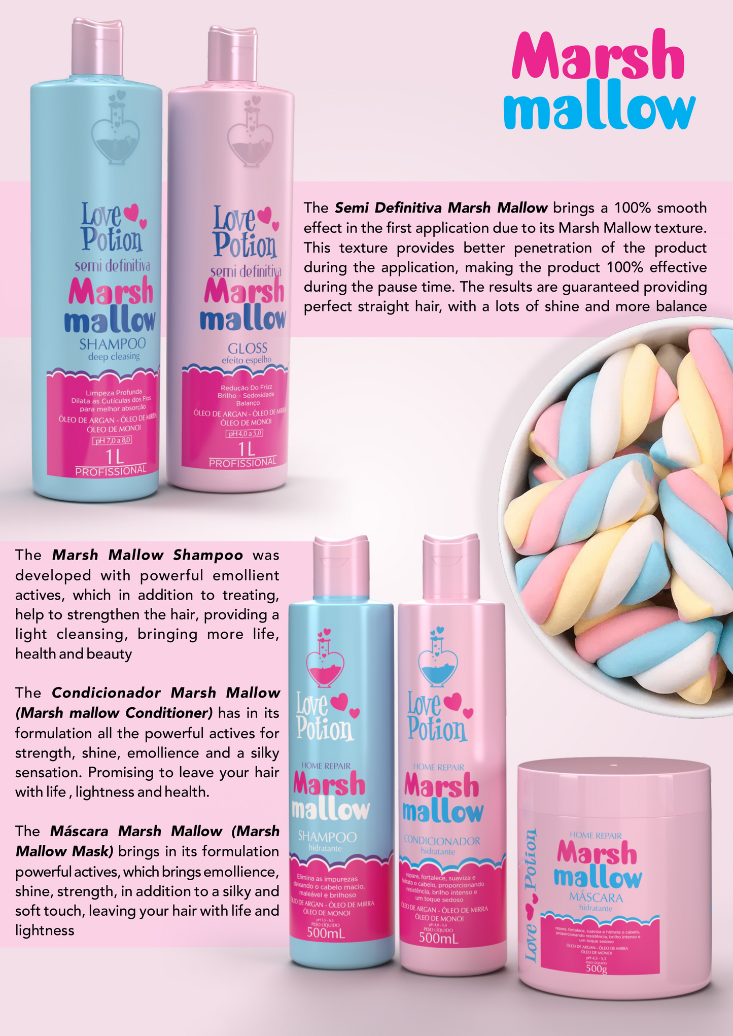 Увлажняющая маска для волос Love Potion Marsh Mallow (тушь для ресниц Love Potion 500 мл) 