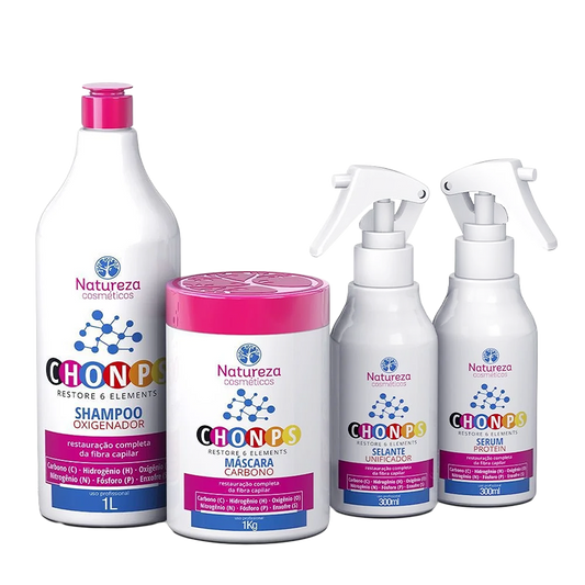 Chonps Hair Care Bundle – Oxygenating Shampoo, Carbon Mask, Protein Serum & Unifying Sealant