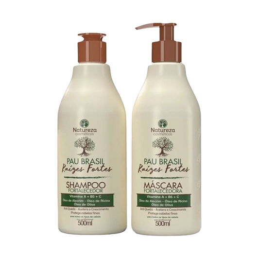 Pau Brasil Strong Roots Hair Growth Kit – Shampoo, Mask & Tonic 500ml (16.9 fl.oz)